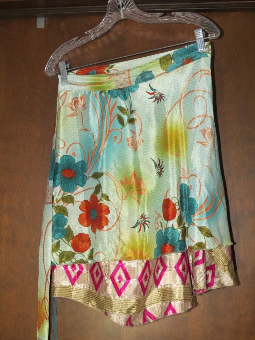 Darn Good Yarn Sari Silk Wrap Skirt XL 8-20 Mini Reversible